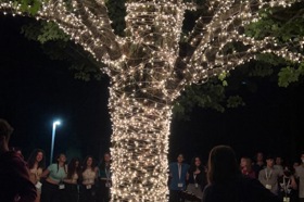 Group of people celebrating on stage