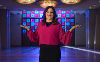 Group of three smiling parents at a community event