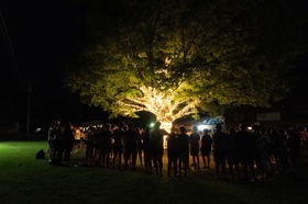 Group of people celebrating on stage