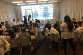 Group of people celebrating on stage