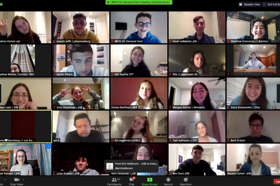 Group of people celebrating on stage