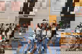 Group of people celebrating on stage