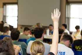Group of people celebrating on stage