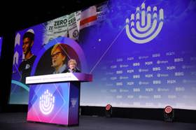 Group of people celebrating on stage