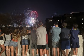 Group of people celebrating on stage