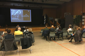 Group of people celebrating on stage