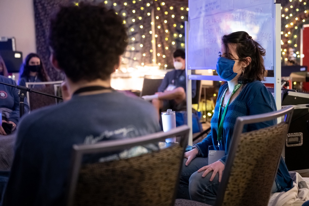 Group of people celebrating on stage