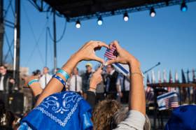 Group of people celebrating on stage