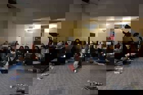 Group of people celebrating on stage