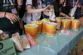Group of people celebrating on stage