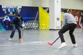 Group of people celebrating on stage