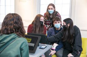 Group of people celebrating on stage